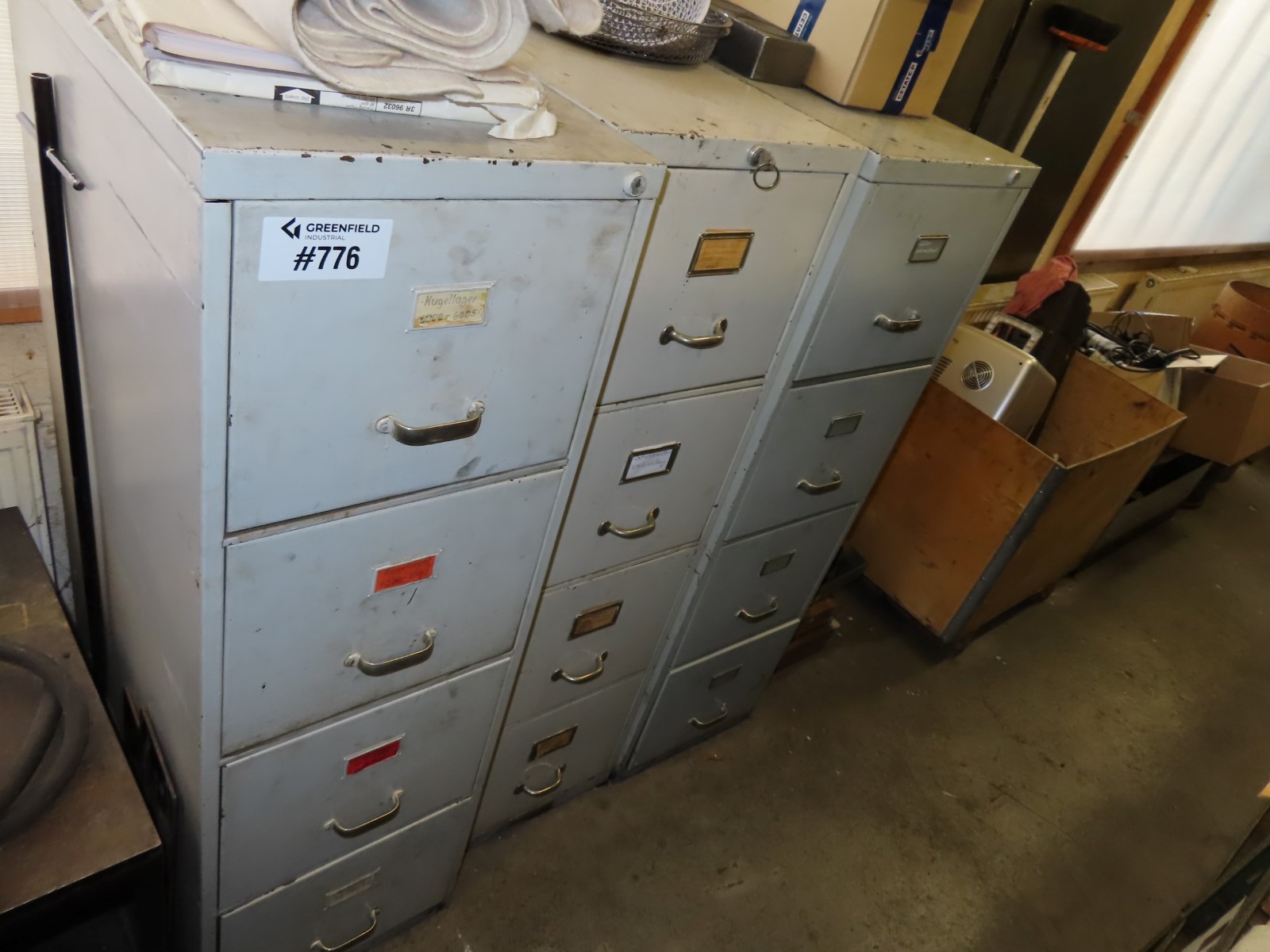 Sheet steel cupboards with contents