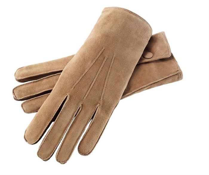 Fingerhandschuhe aus feinstem Rentierleder für den Herren Größe M – hellbraun
