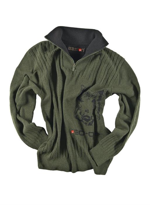 Hunting Pullover mit Troyer-Kragen – dunkelgrün Größe L